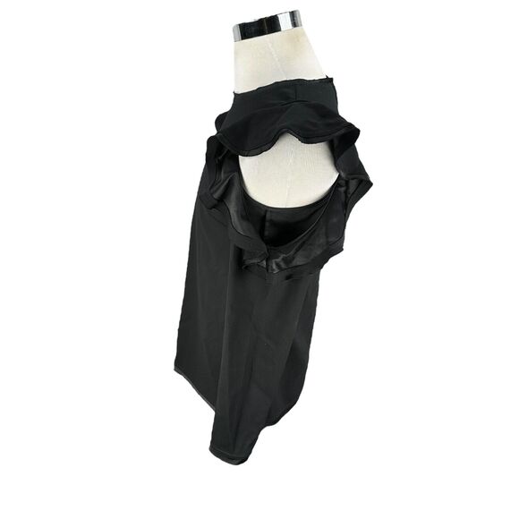 P.A.R.O.S.H. Top Womens Small Black Ruffles Exposed Shoulder Blouse Long Sleeve - Picture 3 of 9